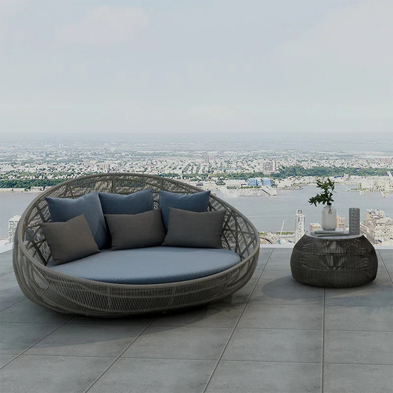Perales Outdoor Poolside Sunbed With Cushion Daybed (GREY)
