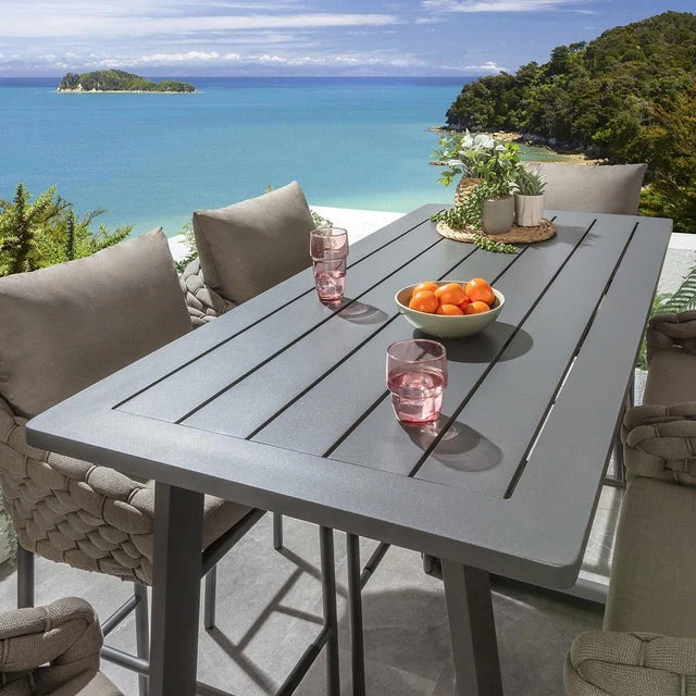 Philip Outdoor Patio Bar Set 6 Chairs and 1 Table Set Braided & Rope - Image 4