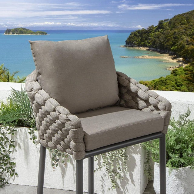 Philip Outdoor Patio Bar Set 6 Chairs and 1 Table Set Braided & Rope - Image 5