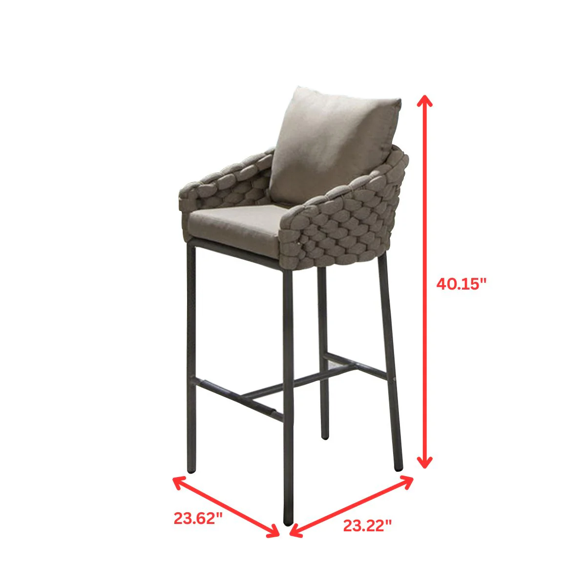 Pico Outdoor Patio Bar Set 4 Chairs and 1 Table Set (Black) Braided & Rope - Image 7