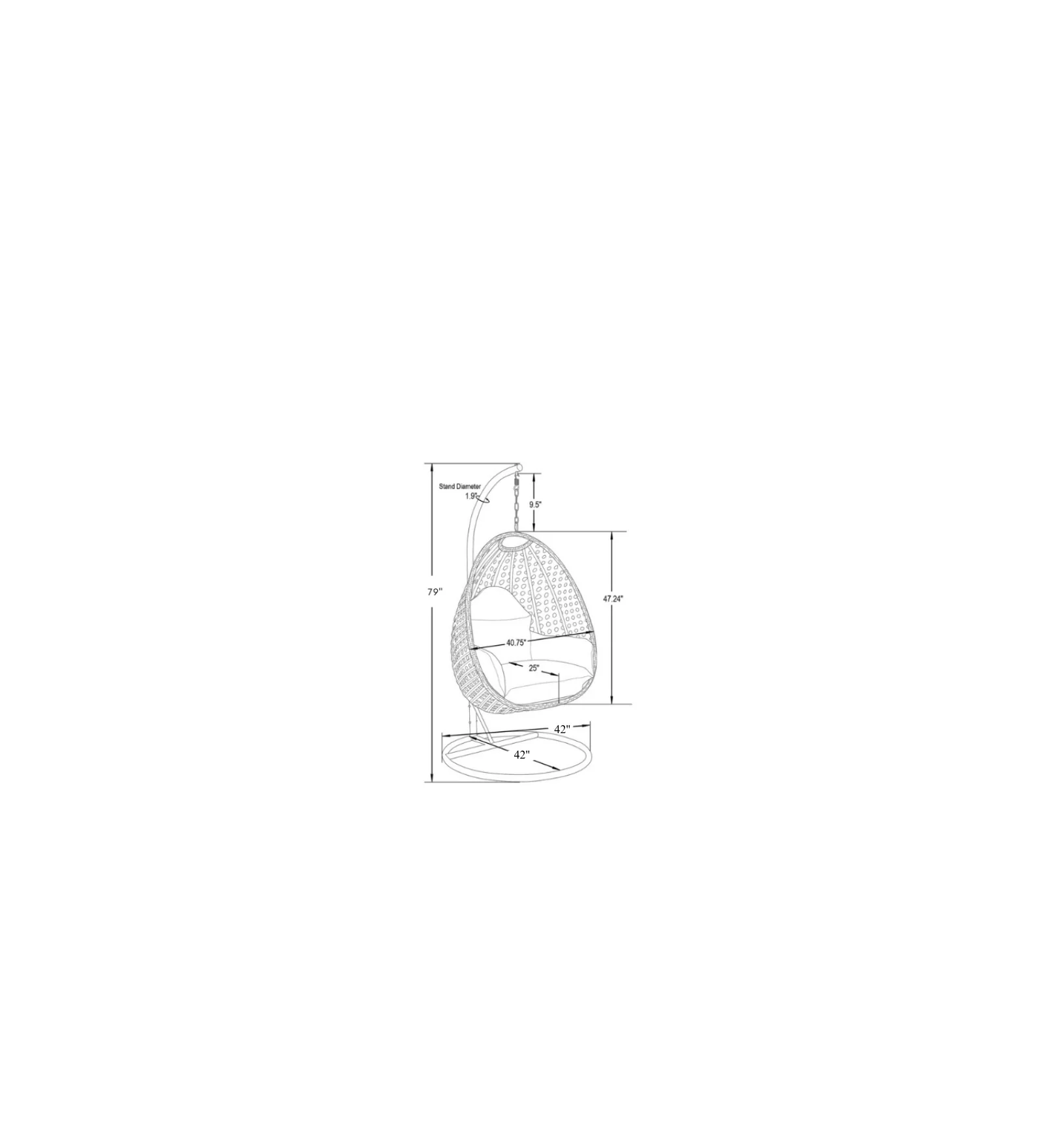 Pico Single Seater Hanging Swing With Stand For Balcony , Garden (White) - Image 17