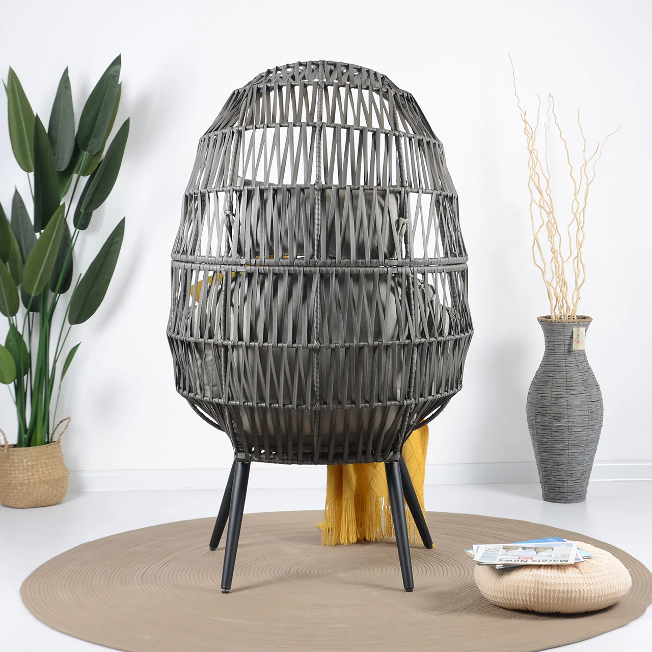 Pino Single Seater Swing Basket For Balcony & Garden (Grey) - Image 2