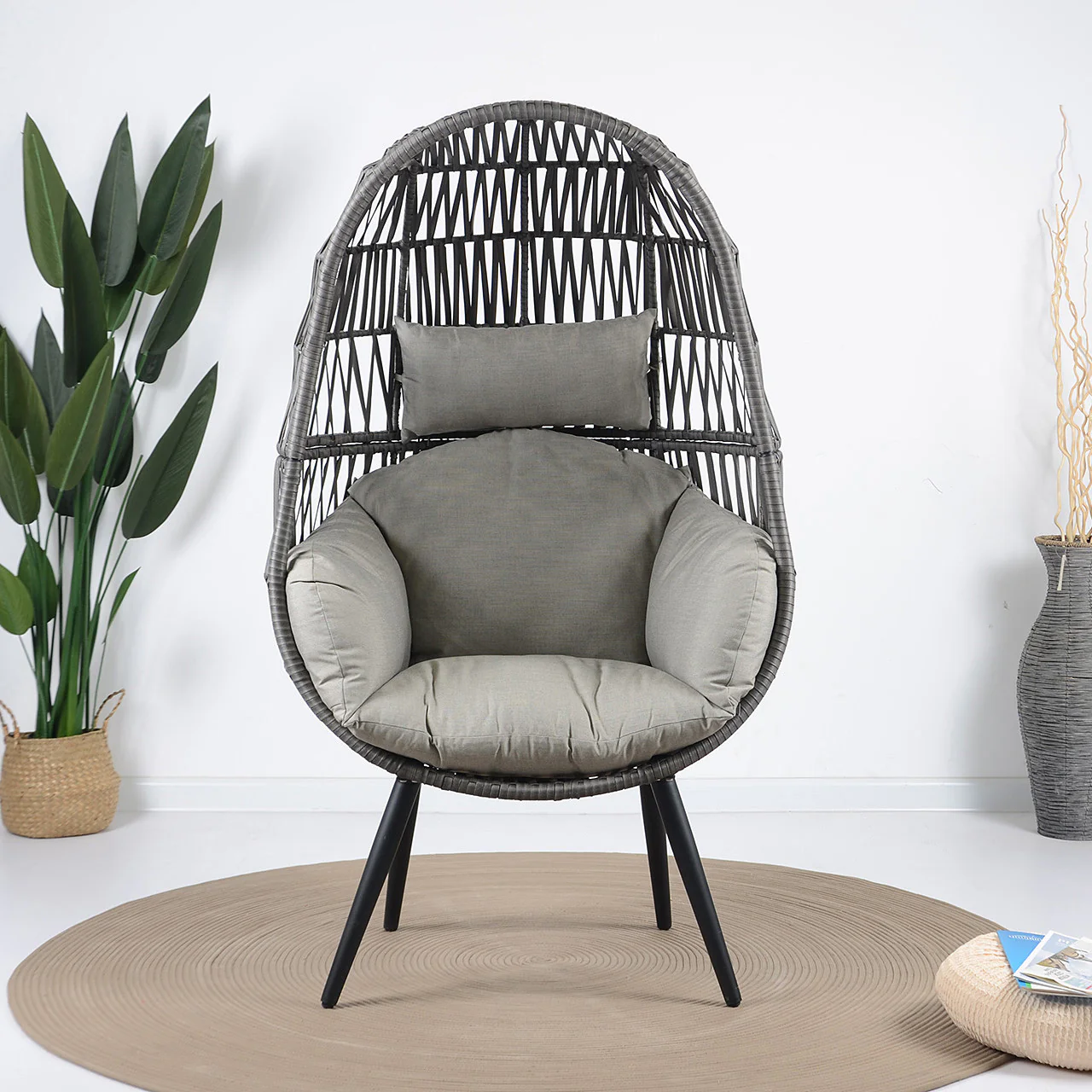 Pino Single Seater Swing Basket For Balcony & Garden (Grey) - Image 3