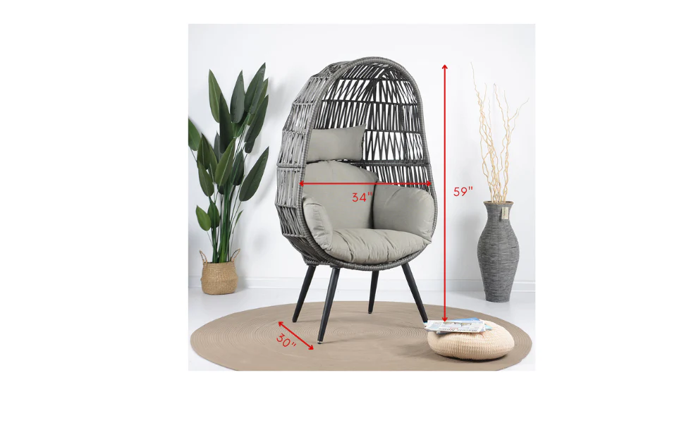 Pino Single Seater Swing Basket For Balcony & Garden (Grey) - Image 5