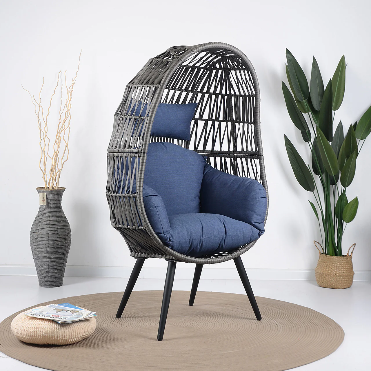Pino Single Seater Swing Basket For Balcony & Garden (Grey) - Image 6