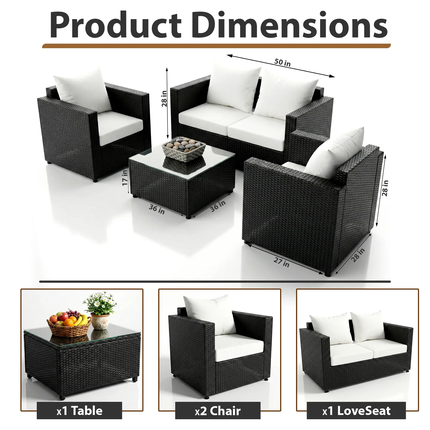 Power Outdoor Sofa Set 2 Seater , 2 Single seater and 1 Center Table Set - Image 11