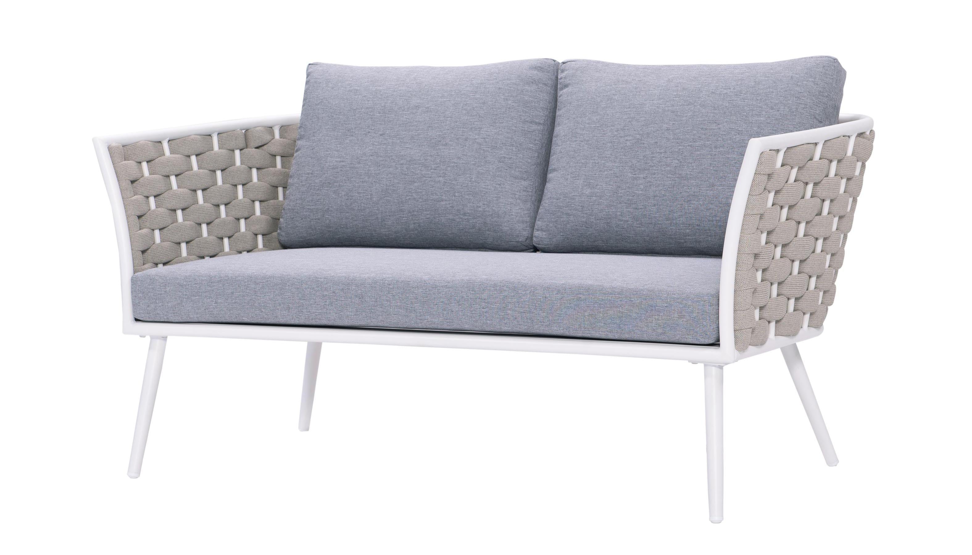 Pozen Outdoor Garden Balcony Sofa Set  2 Seater, 2 Single seater and 1 Center Table Set, Braid & Rope (White) - Image 2