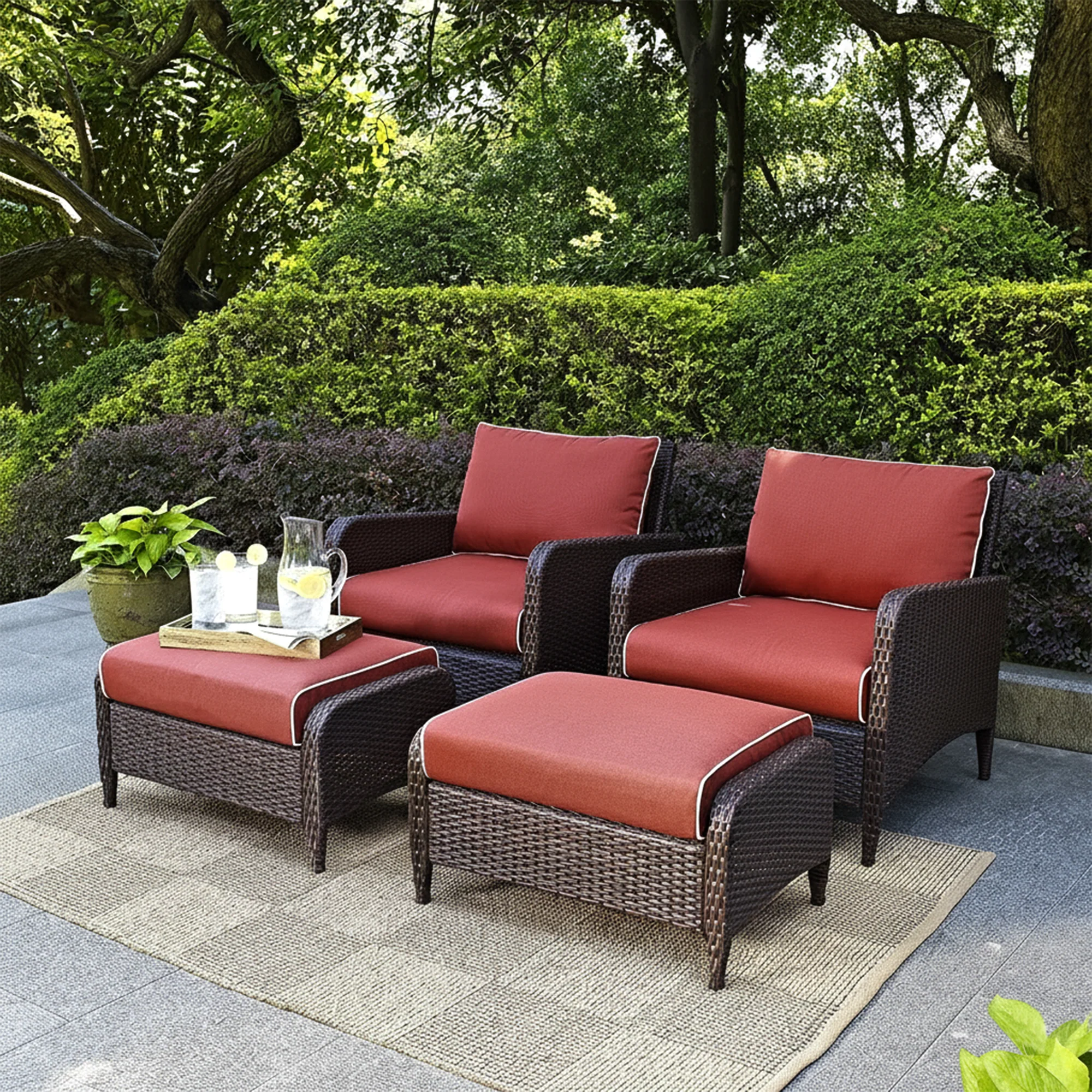 Propria Outdoor Sofa Set  2 Single seater with 2 ottoman  (Brown) - Image 2