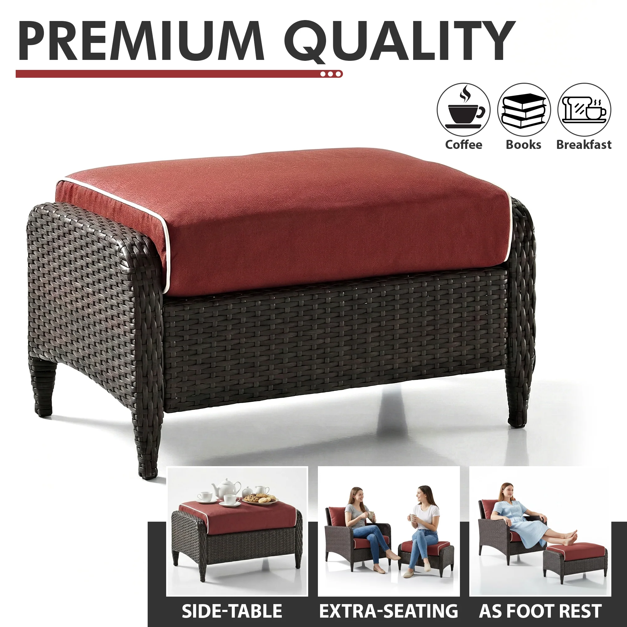 Propria Outdoor Sofa Set  2 Single seater with 2 ottoman  (Brown) - Image 7