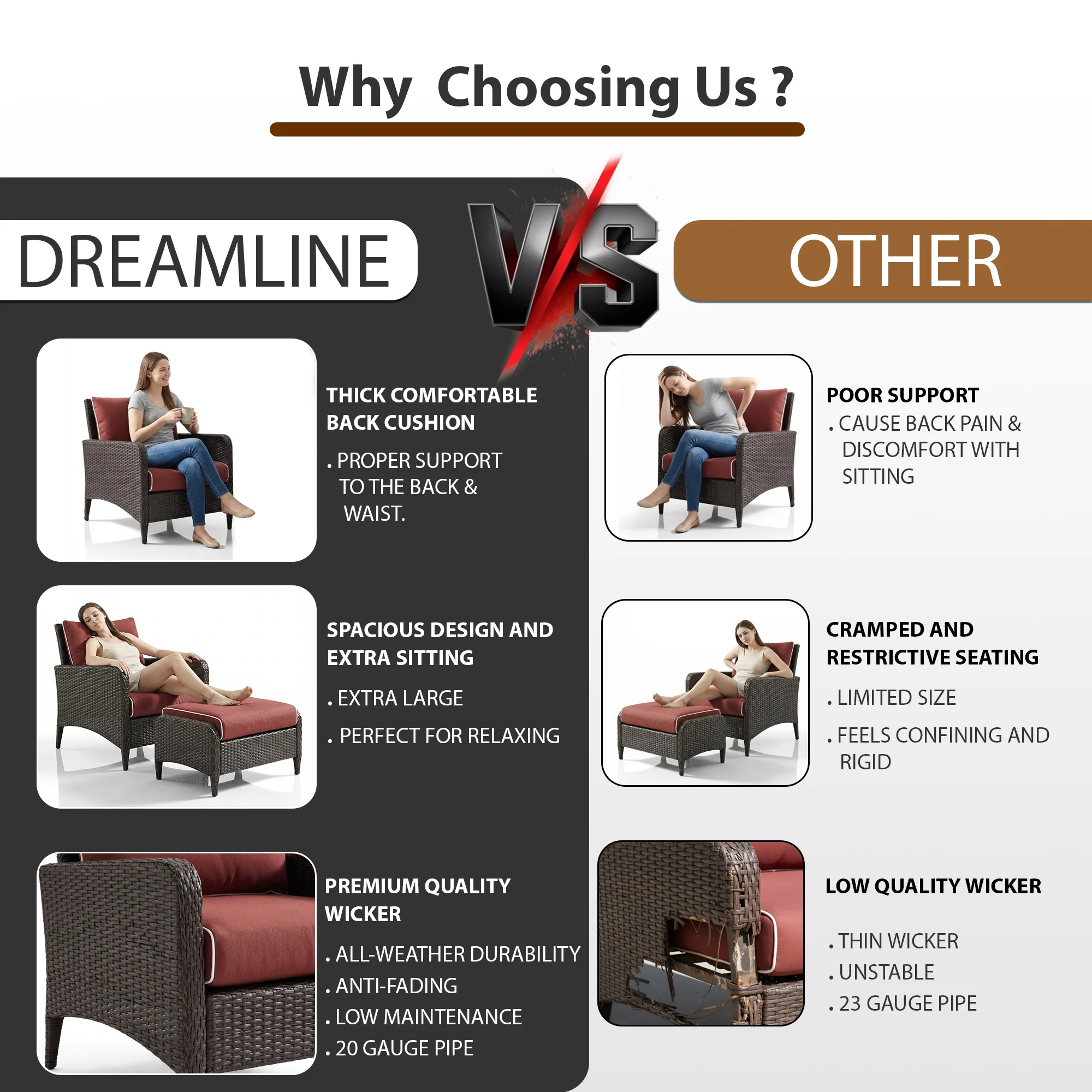 Propria Outdoor Sofa Set  2 Single seater with 2 ottoman  (Brown) - Image 8