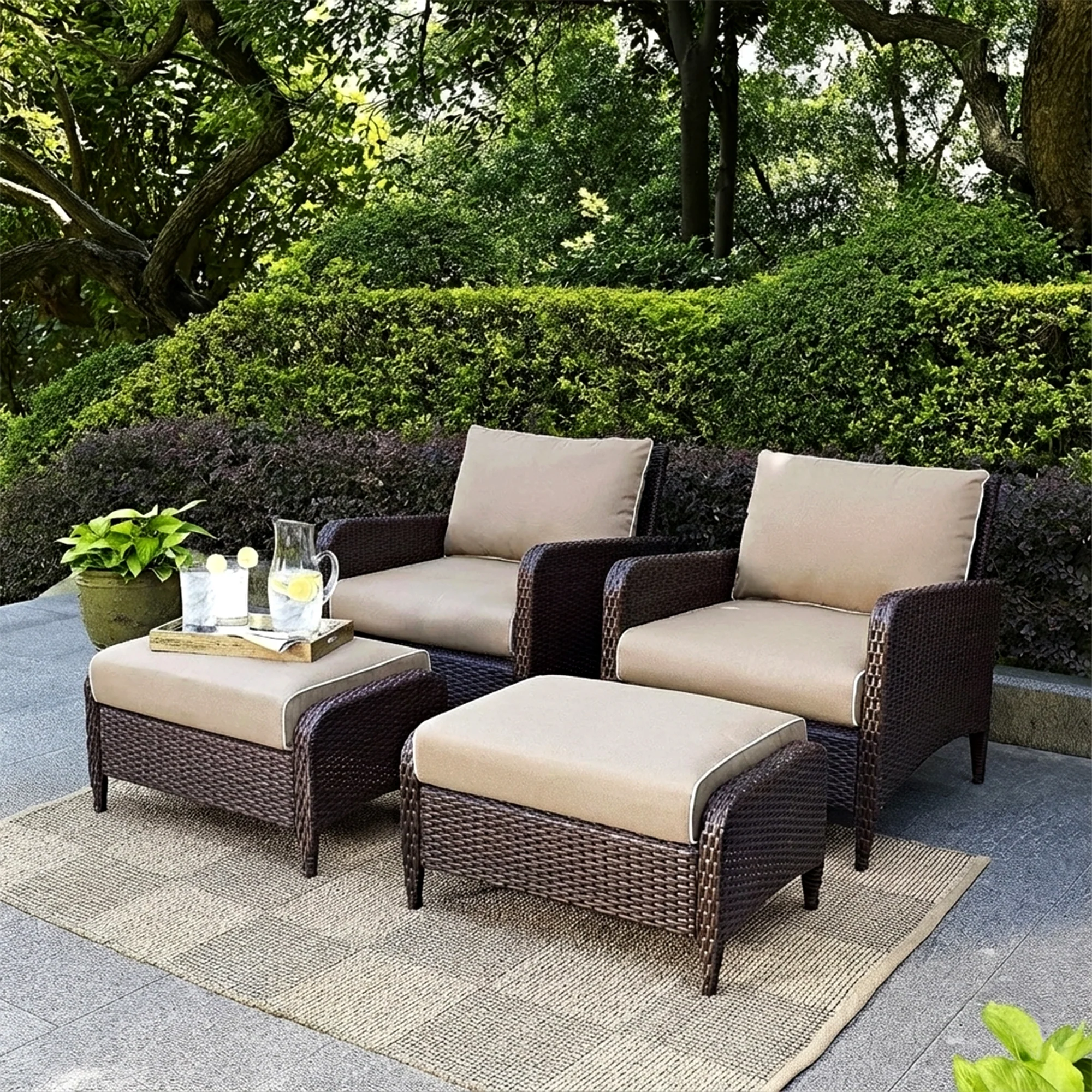 Propria Outdoor Sofa Set  2 Single seater with 2 ottoman  (Brown) - Image 9
