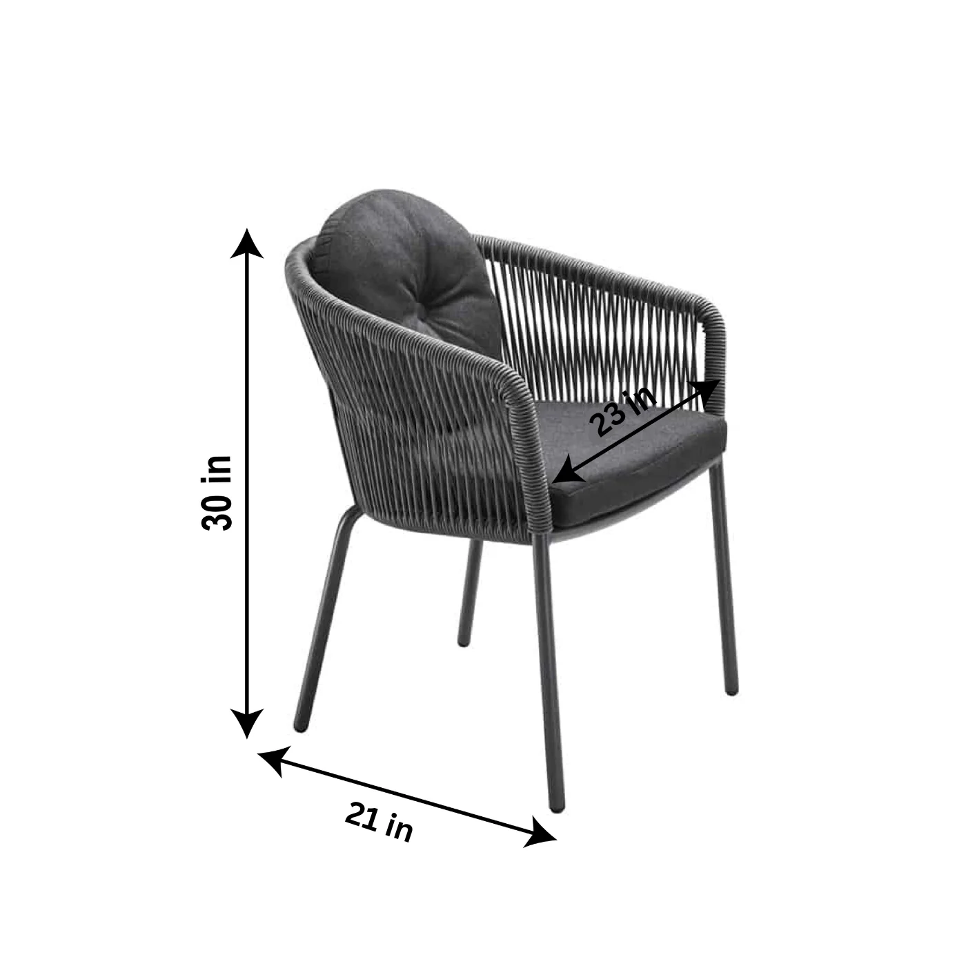 Pumpa Outdoor Patio Seating Set 4 Chairs and 1 Table Set (Black) Braided & Rope - Image 7