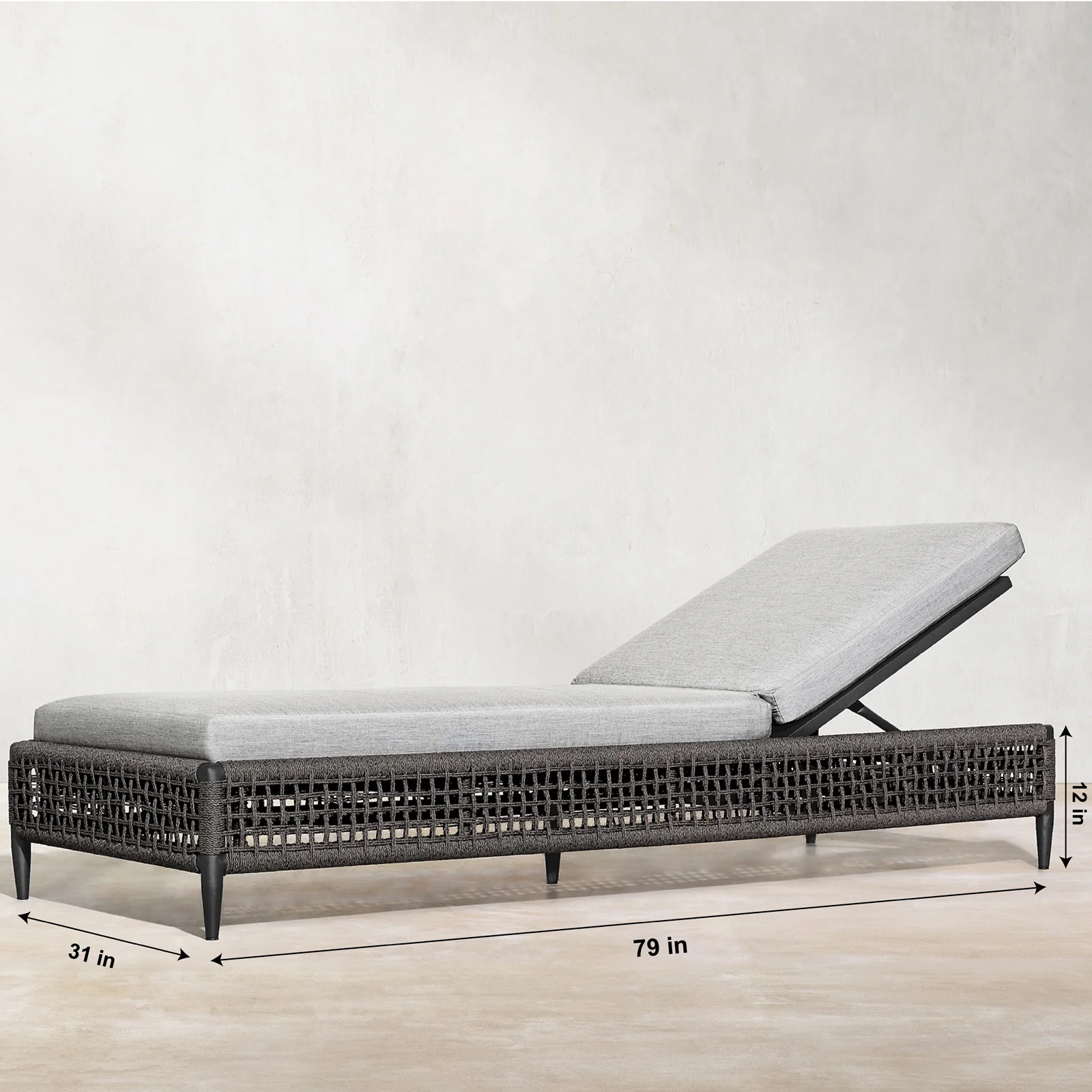 Quel Outdoor Swimming Poolside Lounger (Grey) Braided & Rope - Image 5