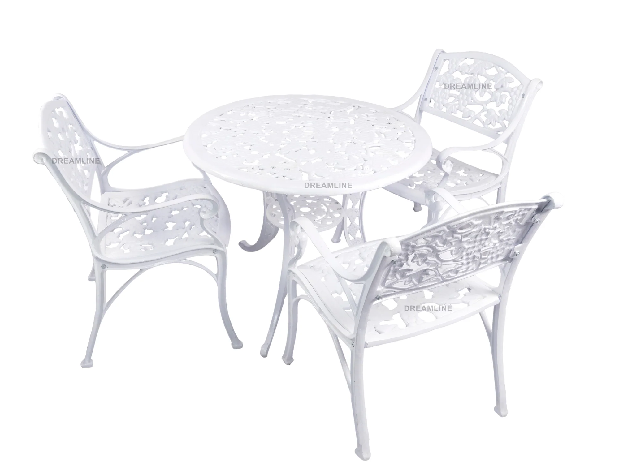 Rahel Cast Aluminium Garden Patio Seating 3 Chair and 1 Table Set - Image 4