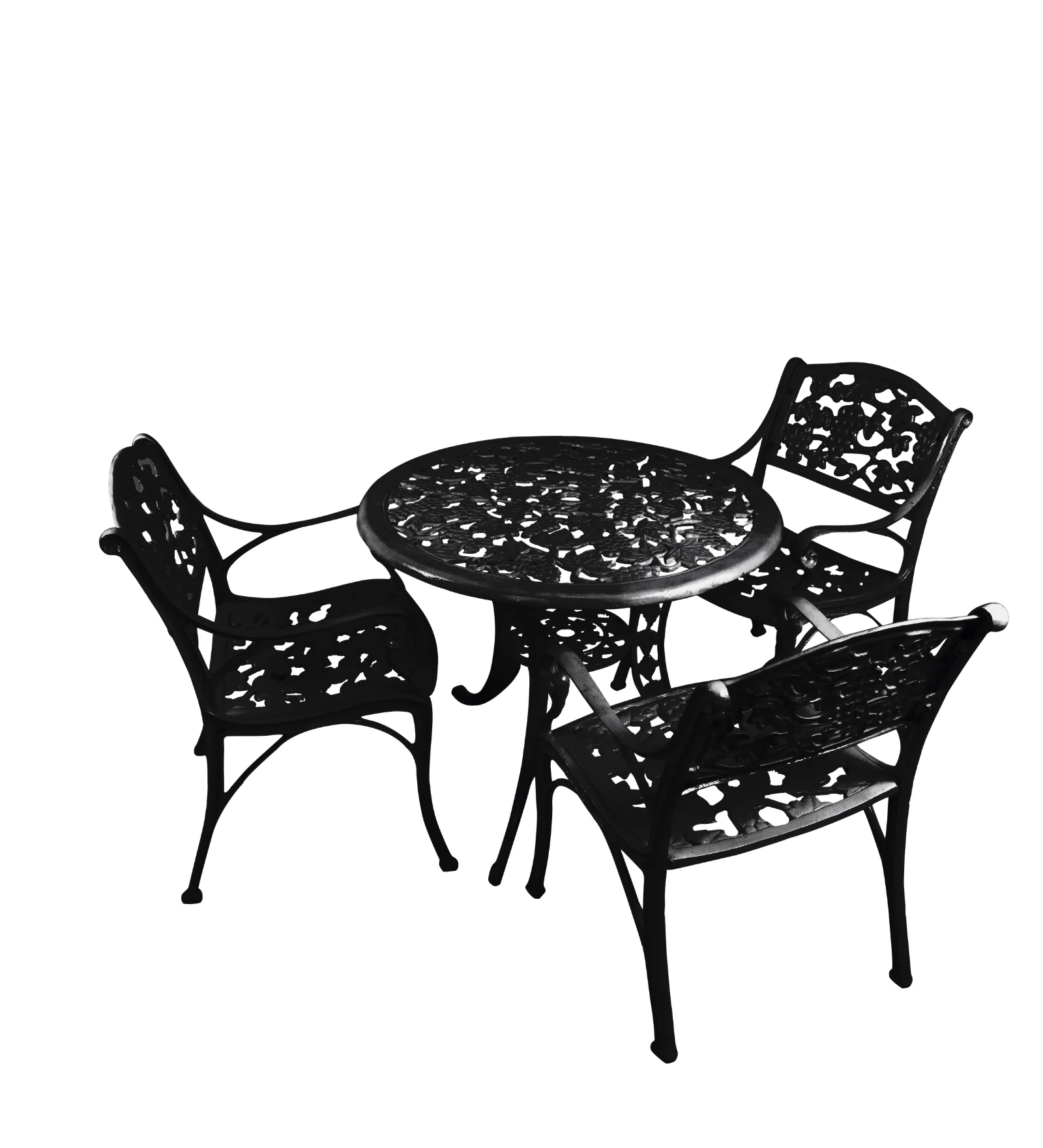 Rahel Cast Aluminium Garden Patio Seating 3 Chair and 1 Table Set - Image 8