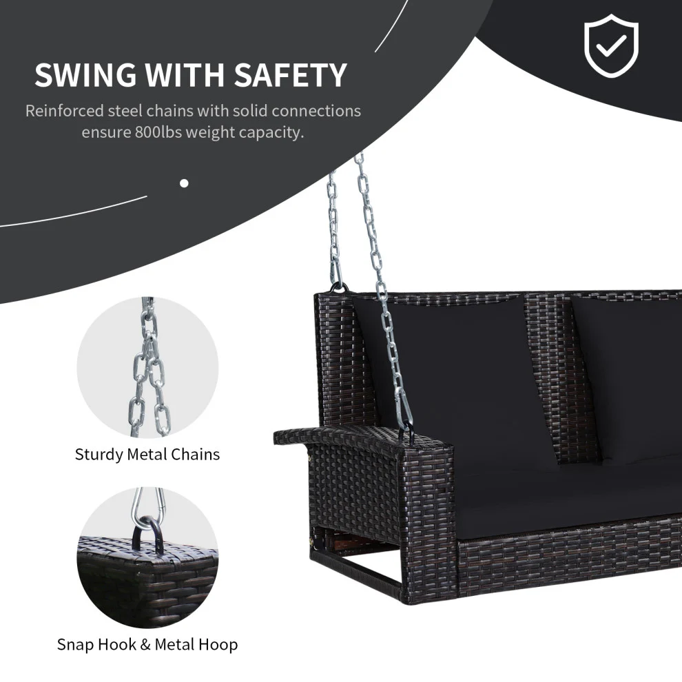 Robertina Double Seater Hanging Swing Without Stand For Balcony, Garden Swing (Dark Brown) - Image 5