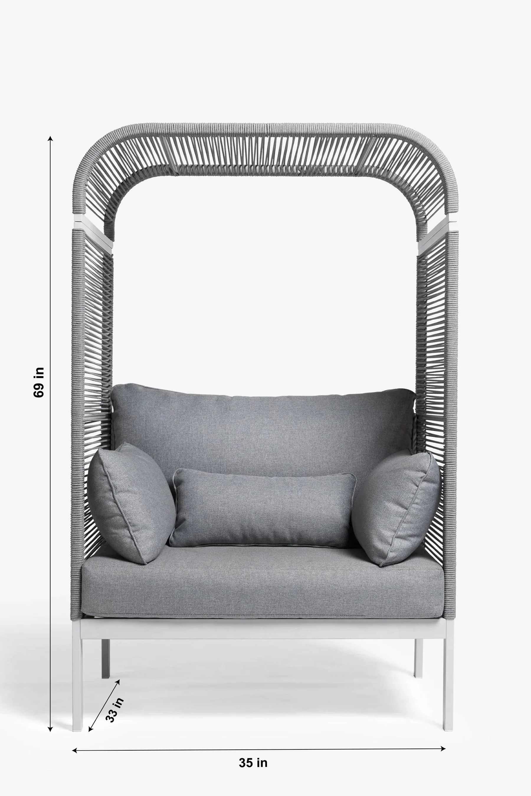 Rock Outdoor Poolside Sunbed With Cushion Daybed (Grey) Braided & Rope - Image 6