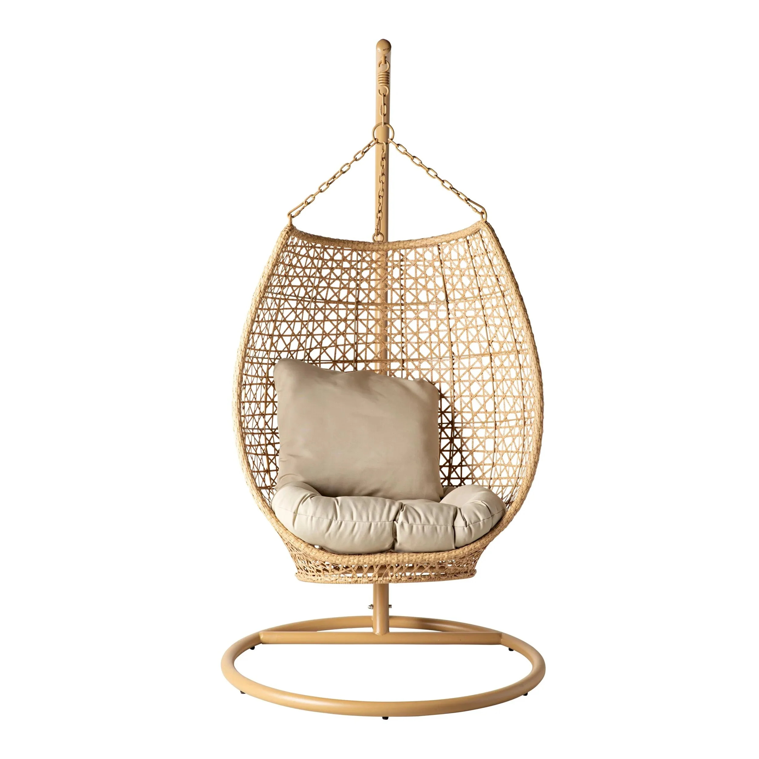 Rosie Single Seater Hanging Swing With Stand For Balcony , Garden (Honey) - Image 2