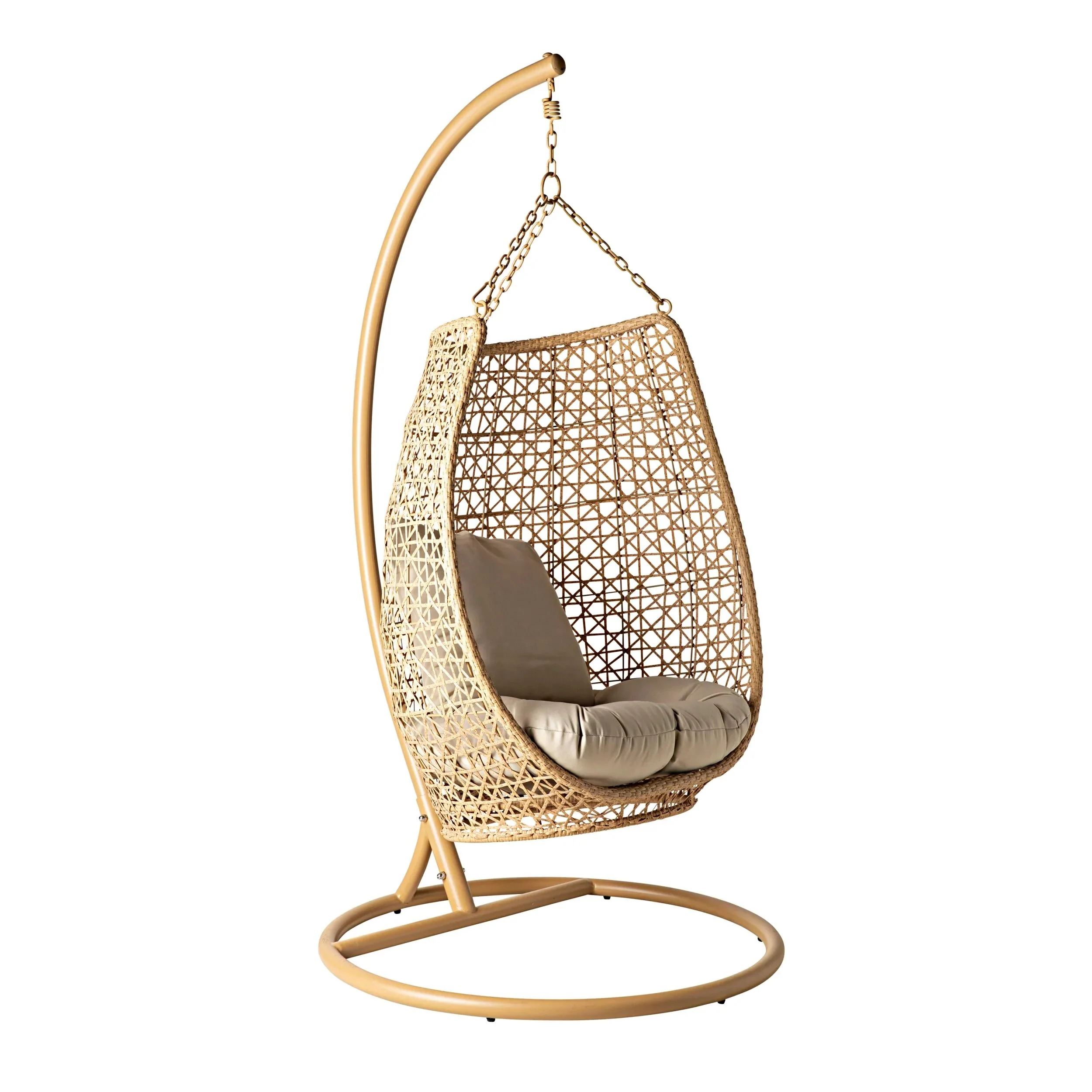 Rosie Single Seater Hanging Swing With Stand For Balcony , Garden (Honey) - Image 3