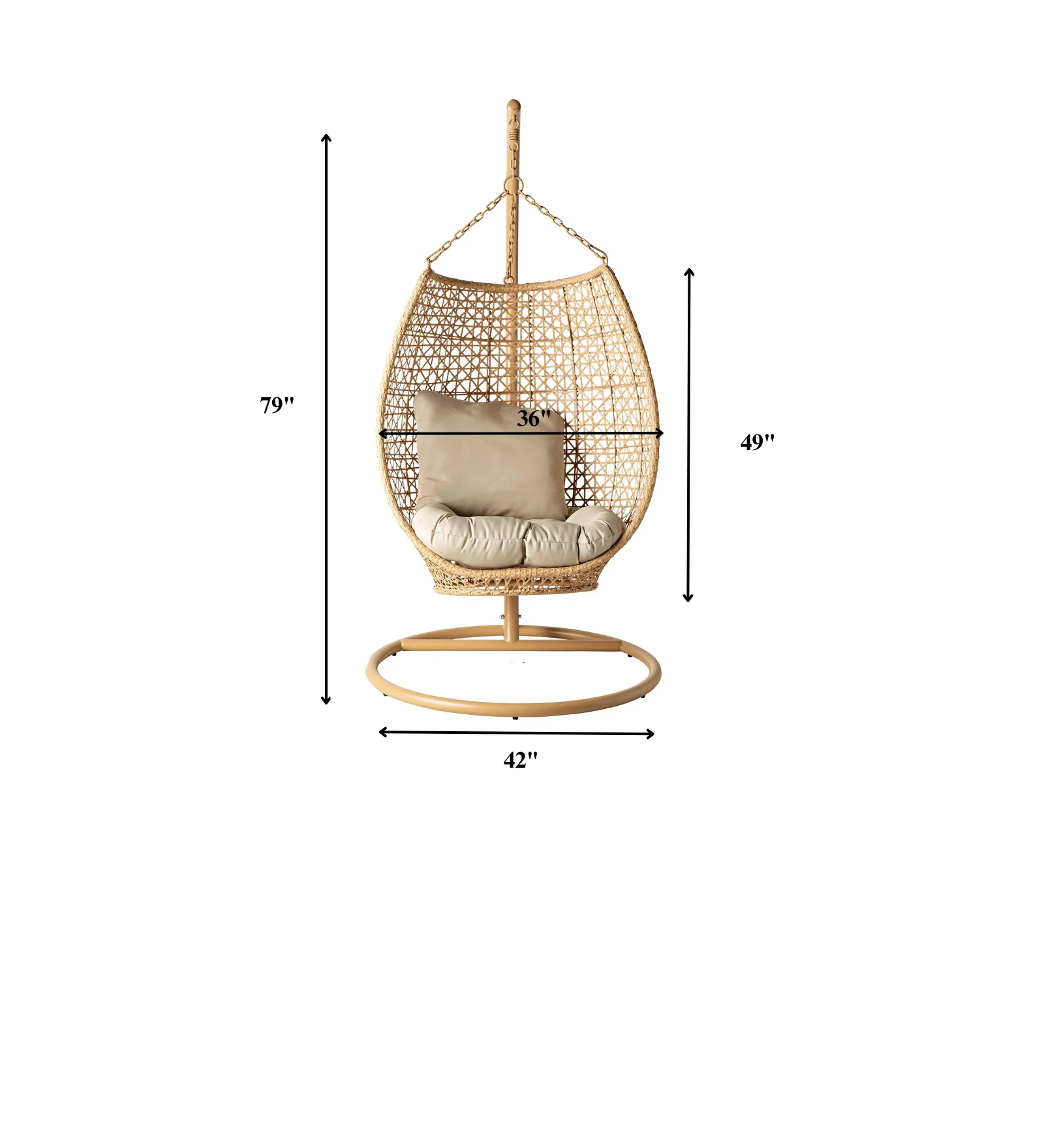 Rosie Single Seater Hanging Swing With Stand For Balcony , Garden (Honey) - Image 8