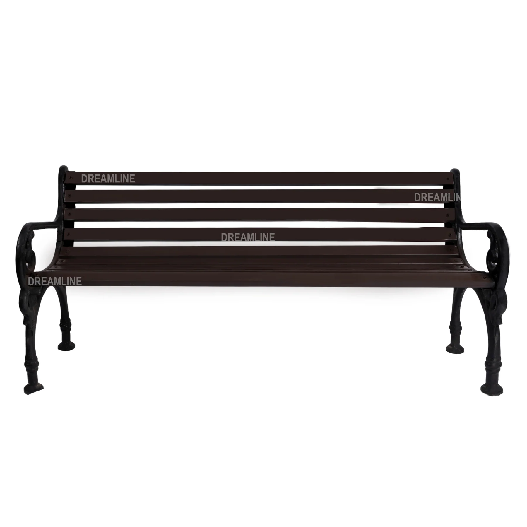 Ruben Cast Iron 3 Seater Garden Bench for Outdoor Park - (Brown) - Image 2
