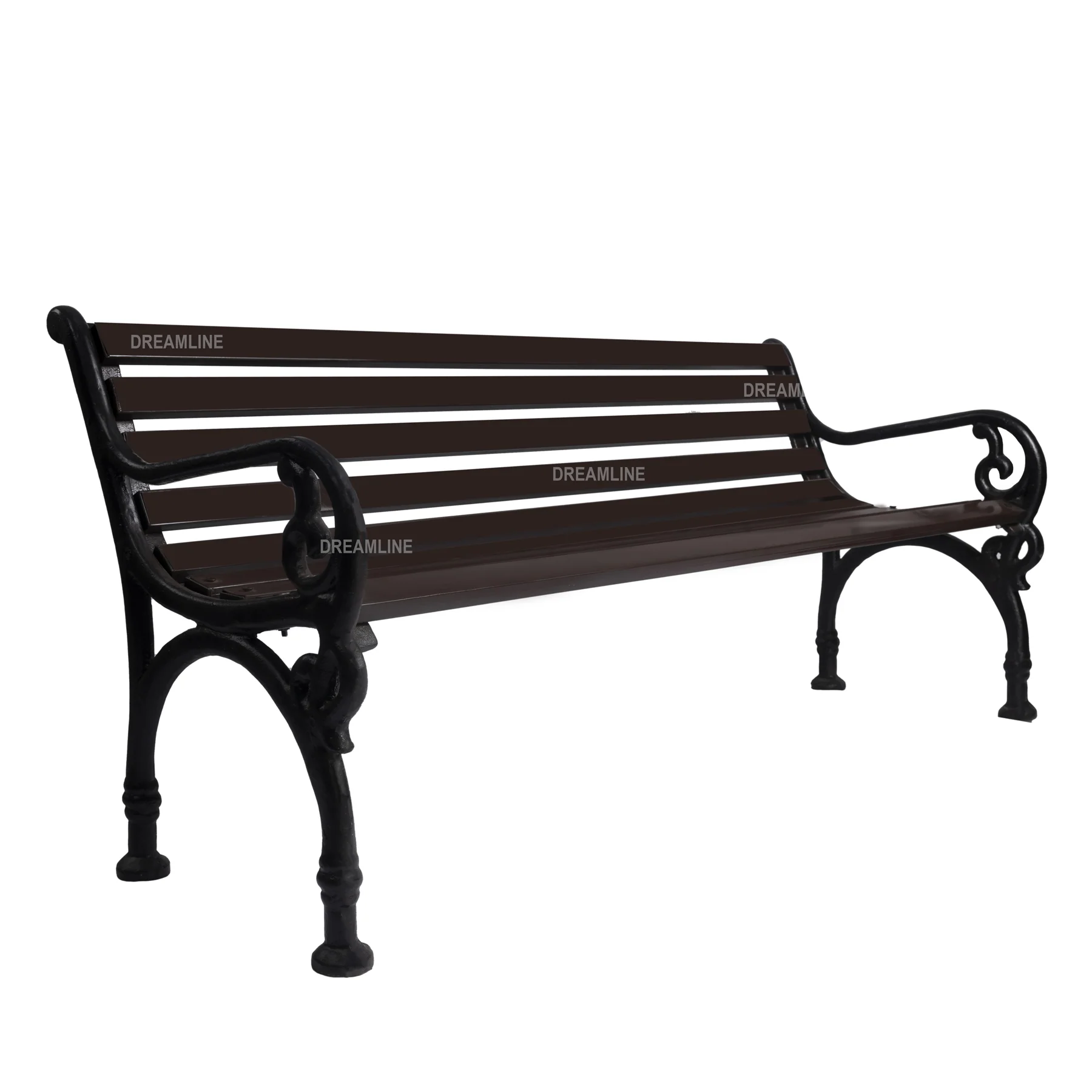 Ruben Cast Iron 3 Seater Garden Bench for Outdoor Park - (Brown) - Image 4