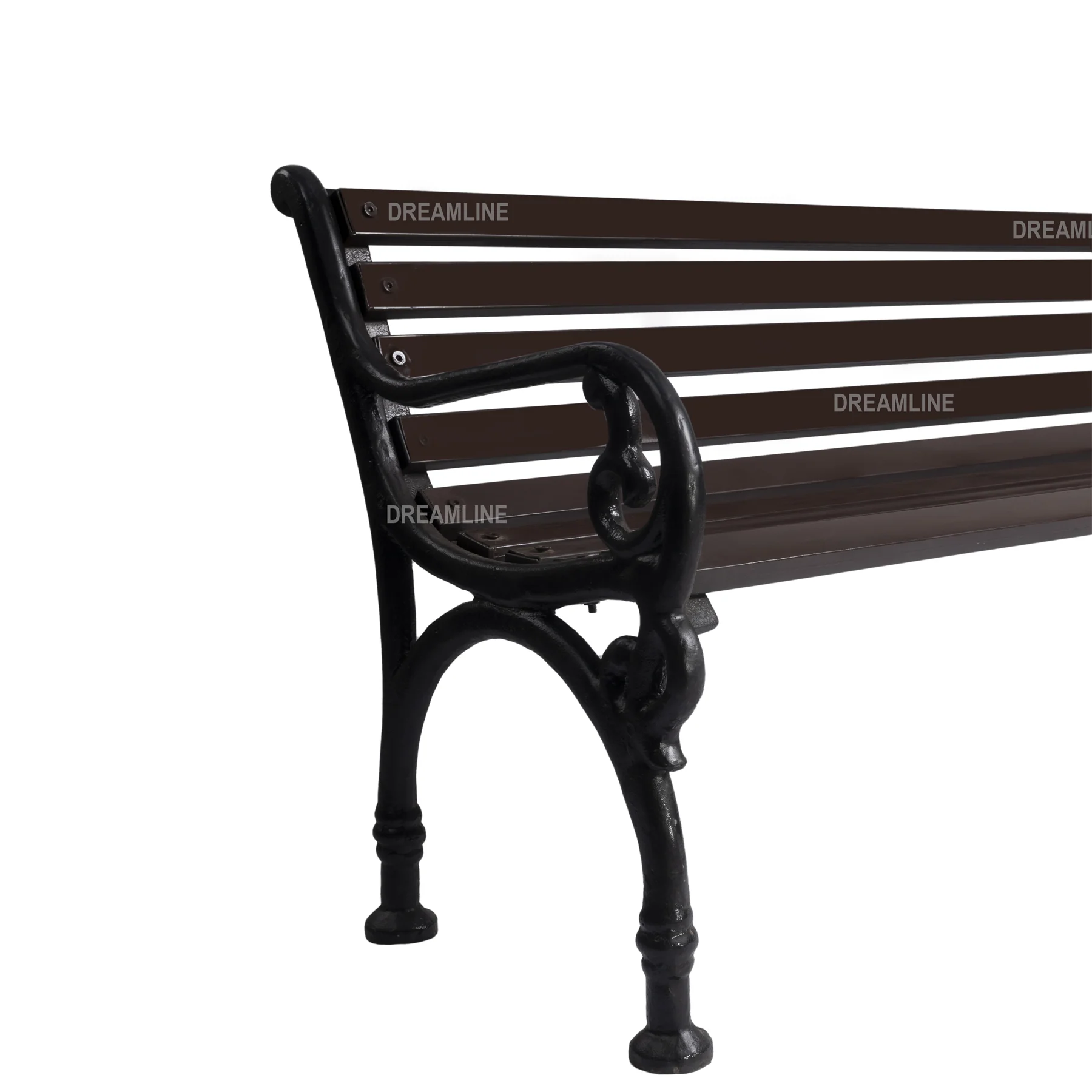 Ruben Cast Iron 3 Seater Garden Bench for Outdoor Park - (Brown) - Image 5