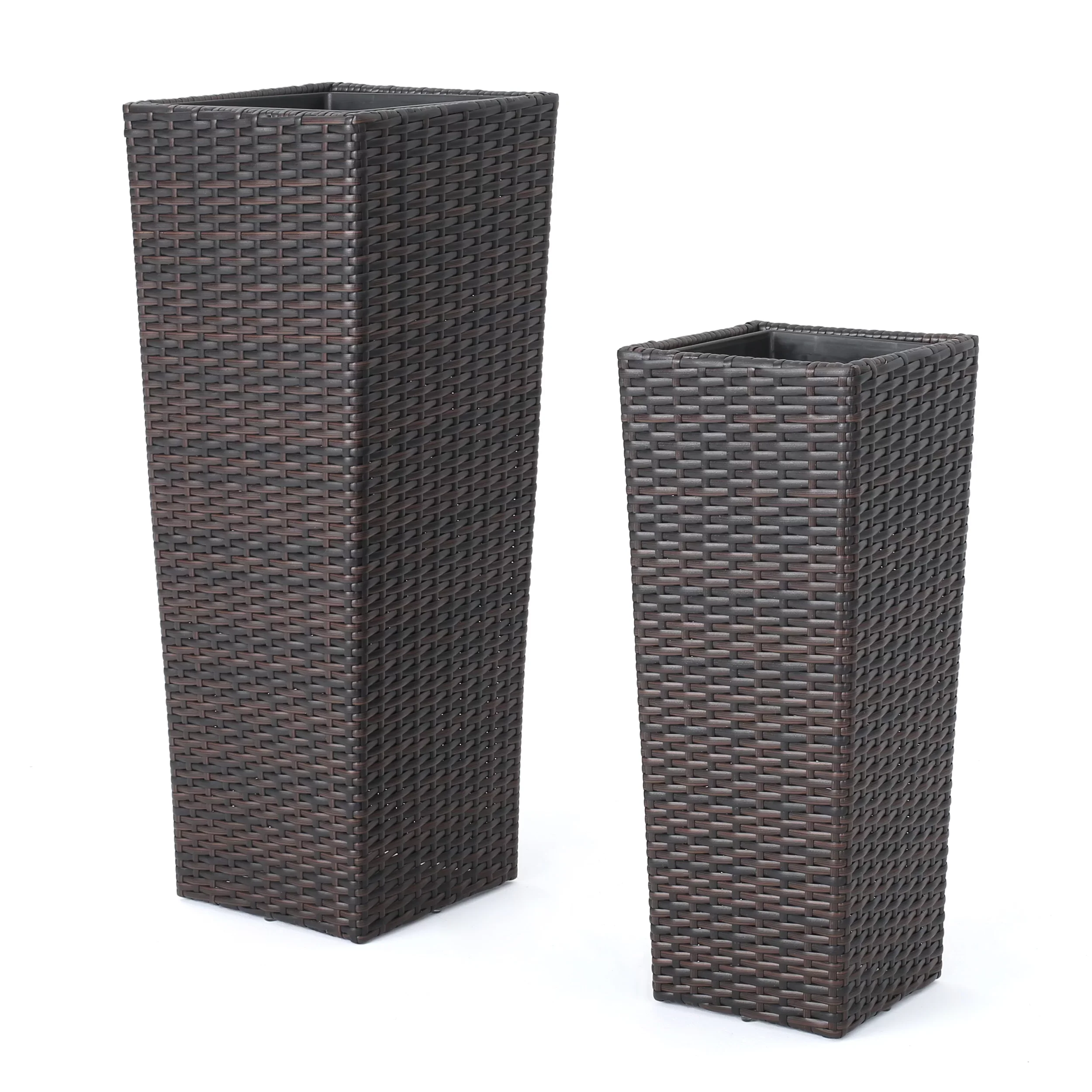 Ruben Outdoor Wicker Planters For Garden , Balcony (Dark Brown) set of 2 - Image 4