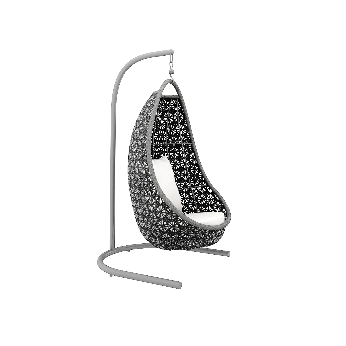 Salome Single Seater Hanging Swing With Stand For Balcony, Garden Swing (Black+Grey) - Image 2