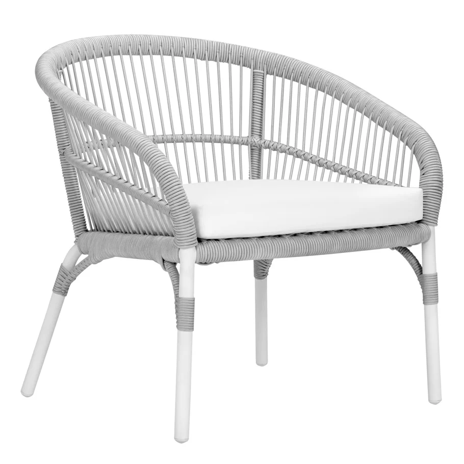 Scry Outdoor Patio Seating Set 2 Chairs and 1 Table Set (Silver + White) Braided & Rope - Image 4