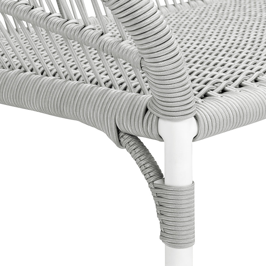 Scry Outdoor Patio Seating Set 2 Chairs and 1 Table Set (Silver + White) Braided & Rope - Image 5