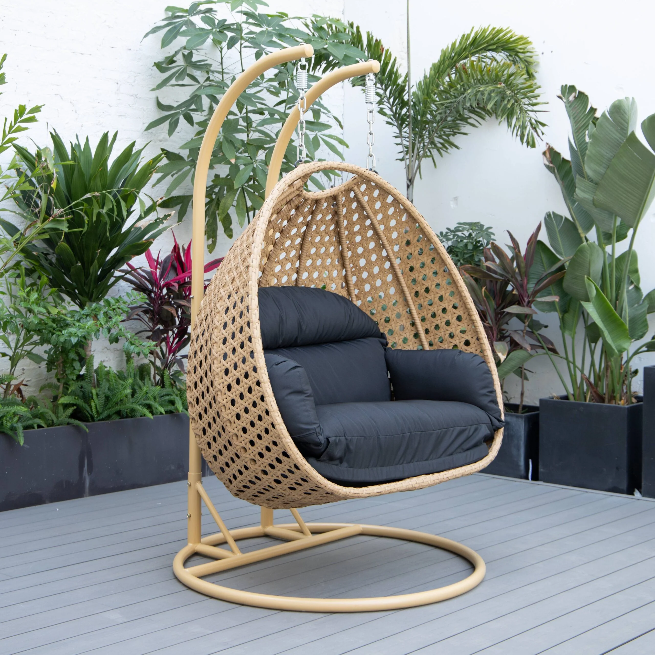 Scutari Double Seater Hanging Swing With Stand For Balcony , Garden Swing (Honey) - Image 4