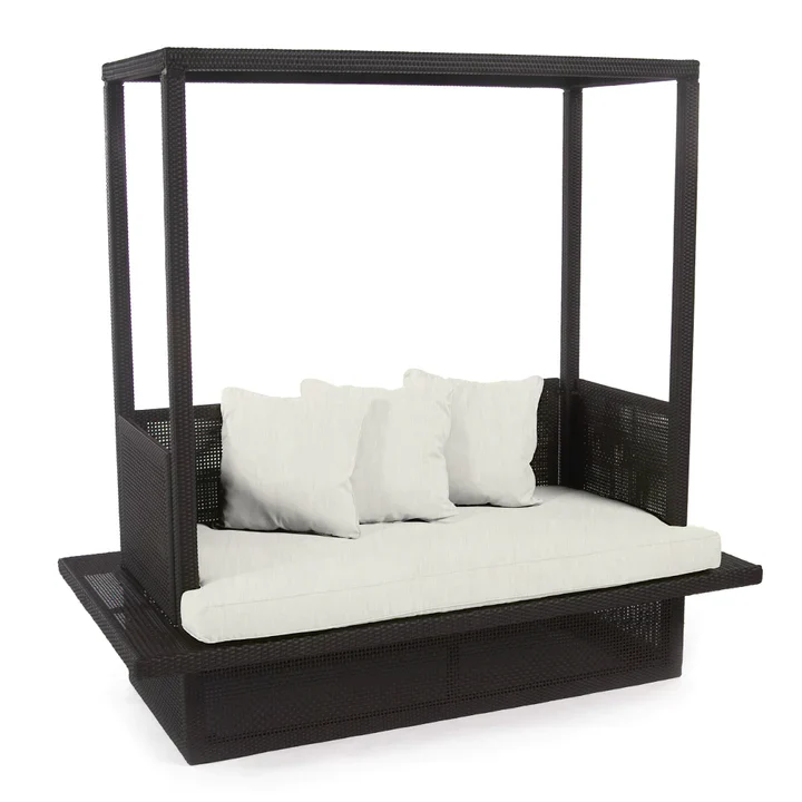 Severo  Outdoor Poolside Sunbed With Cushion Daybed (Black) - Image 3