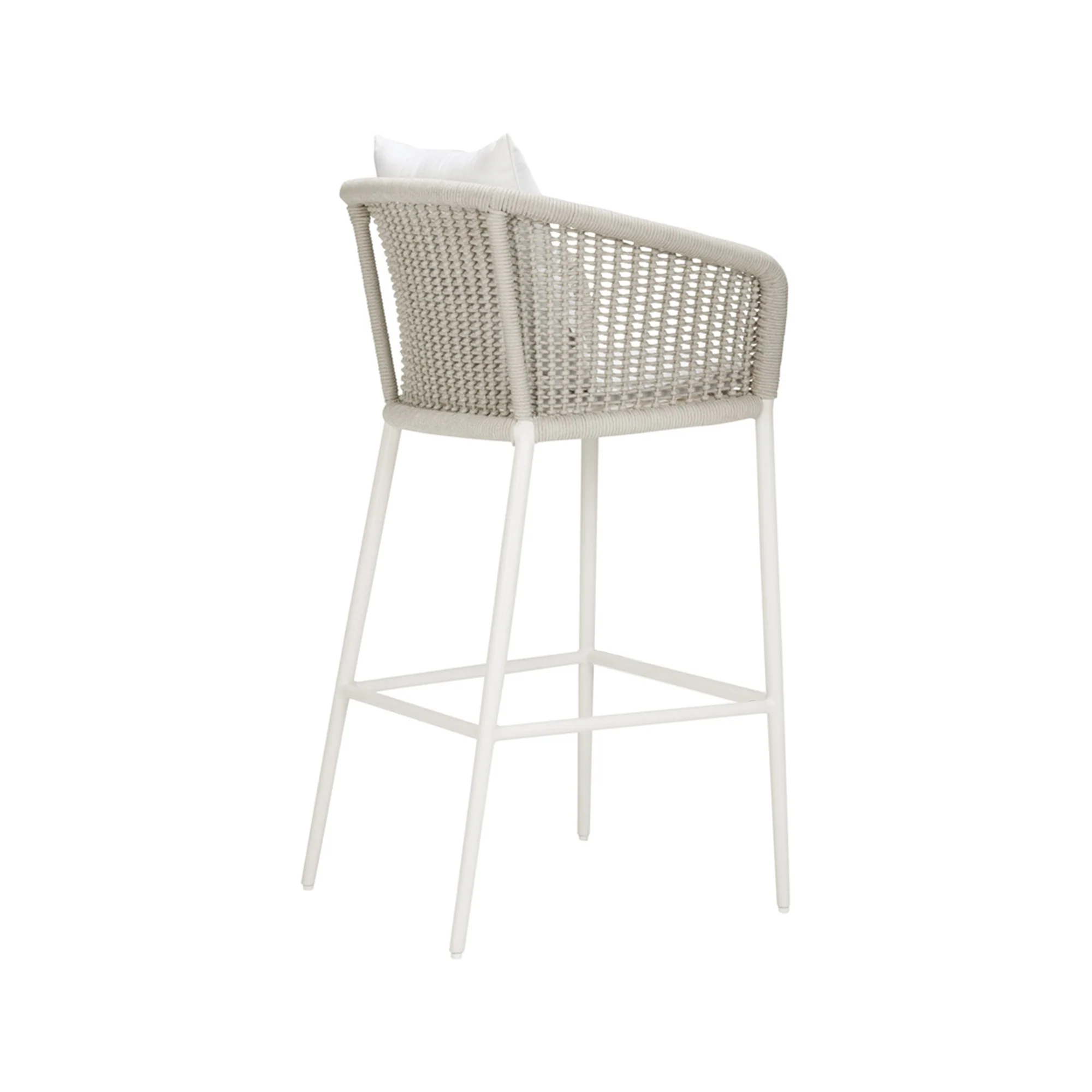 Sezgin Outdoor Patio Bar Chair 2 Chair For Balcony Braided & Rope (Ivory) - Image 5