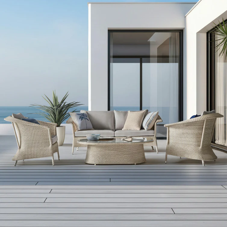Sileo Outdoor Sofa Set 2 Seater , 2 Single seater and 1 Center Table Set (Beige)