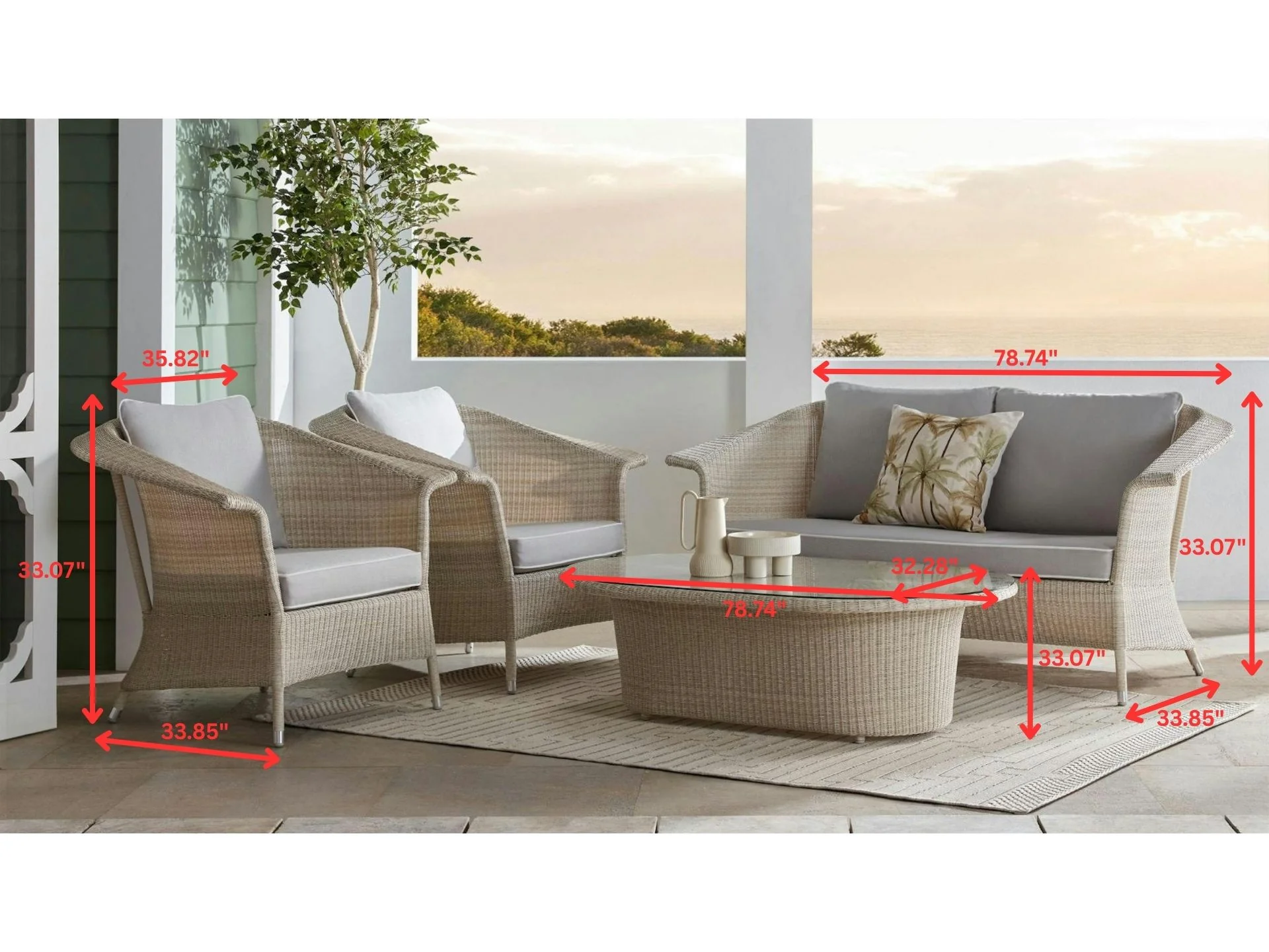 Sileo Outdoor Sofa Set 2 Seater , 2 Single seater and 1 Center Table Set (Beige) - Image 3