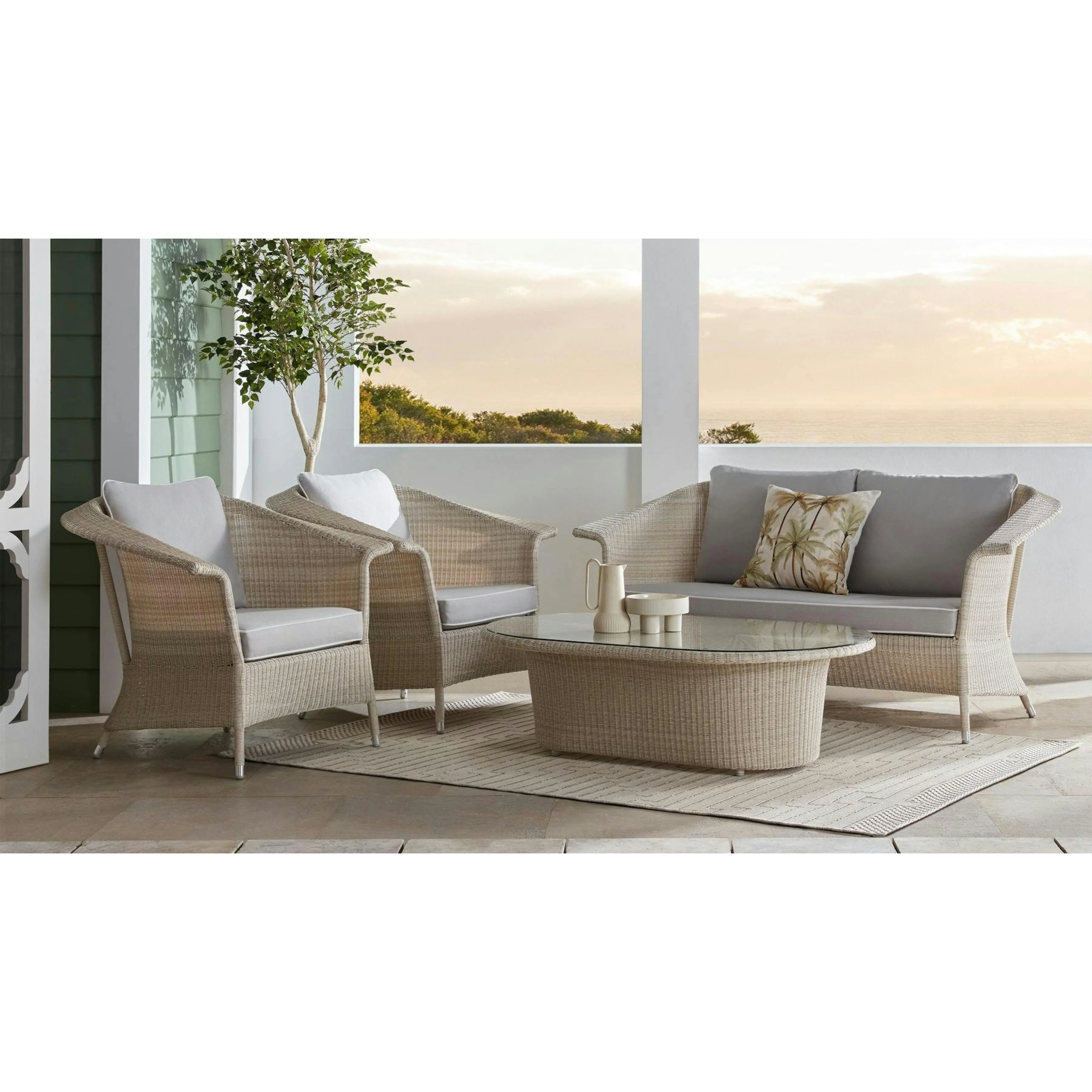 Sileo Outdoor Sofa Set 2 Seater , 2 Single seater and 1 Center Table Set (Beige) - Image 4
