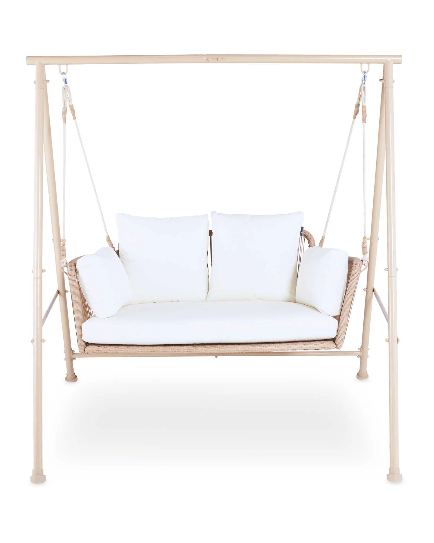 Sirena Double Seater Hanging Swing With Stand For Balcony , Garden Swing (White +Tan) - Image 4