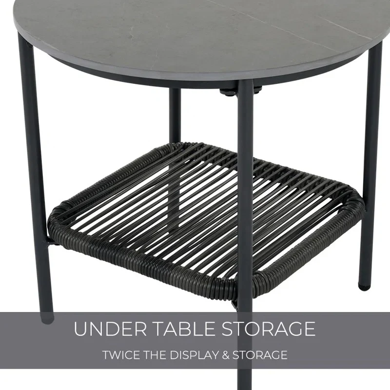 Sleak Outdoor Patio Seating Set 2 Chairs and 1 Table Set (Dark Grey) - Image 4