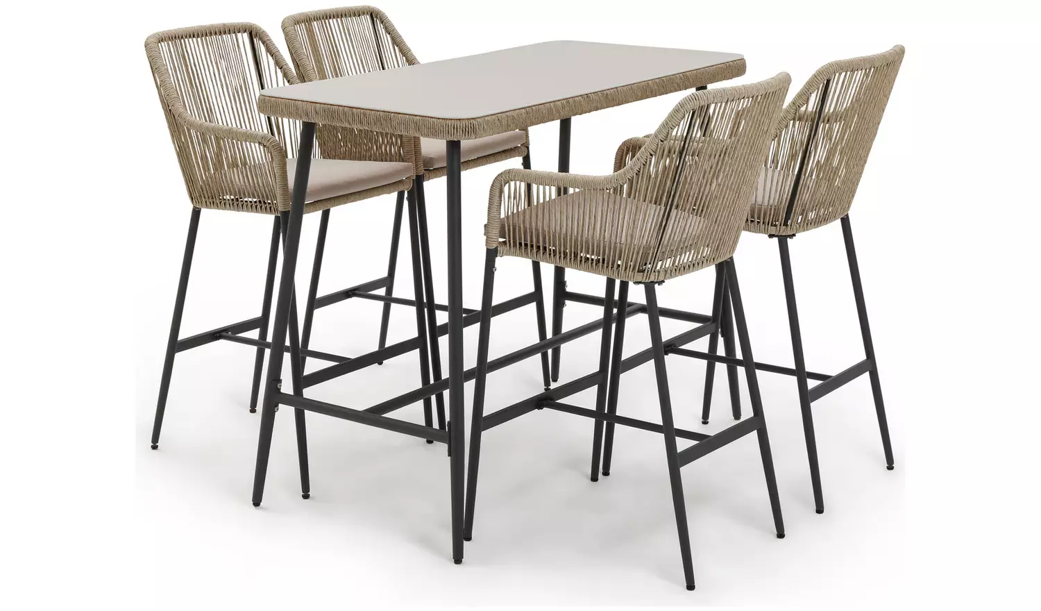 Stas Outdoor Patio Bar Sets 4 Chairs and 1 Table (Light Brown) - Image 2