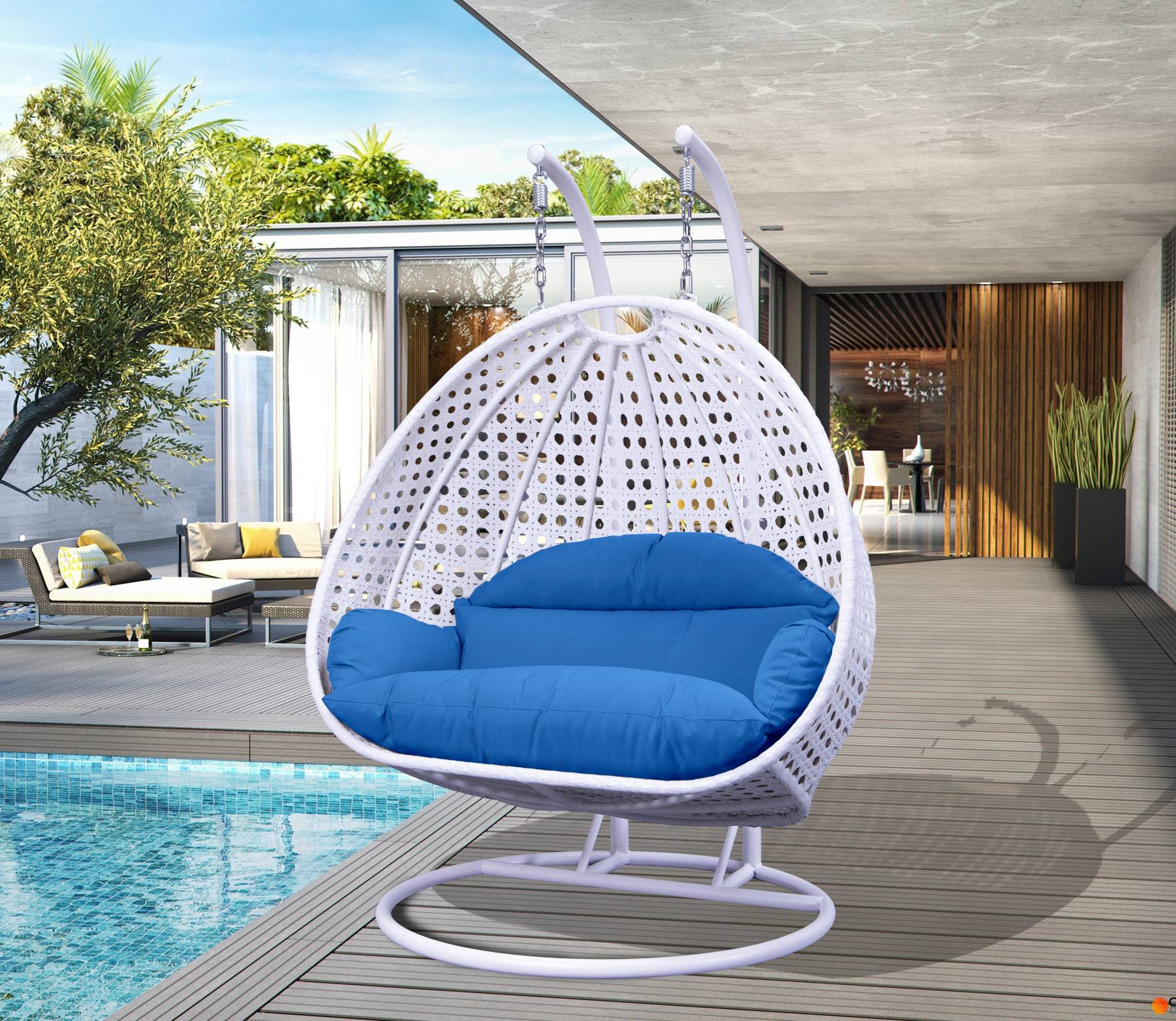 Strinati Double Seater Hanging Swing With Stand For Balcony , Garden Swing (White) - Image 13