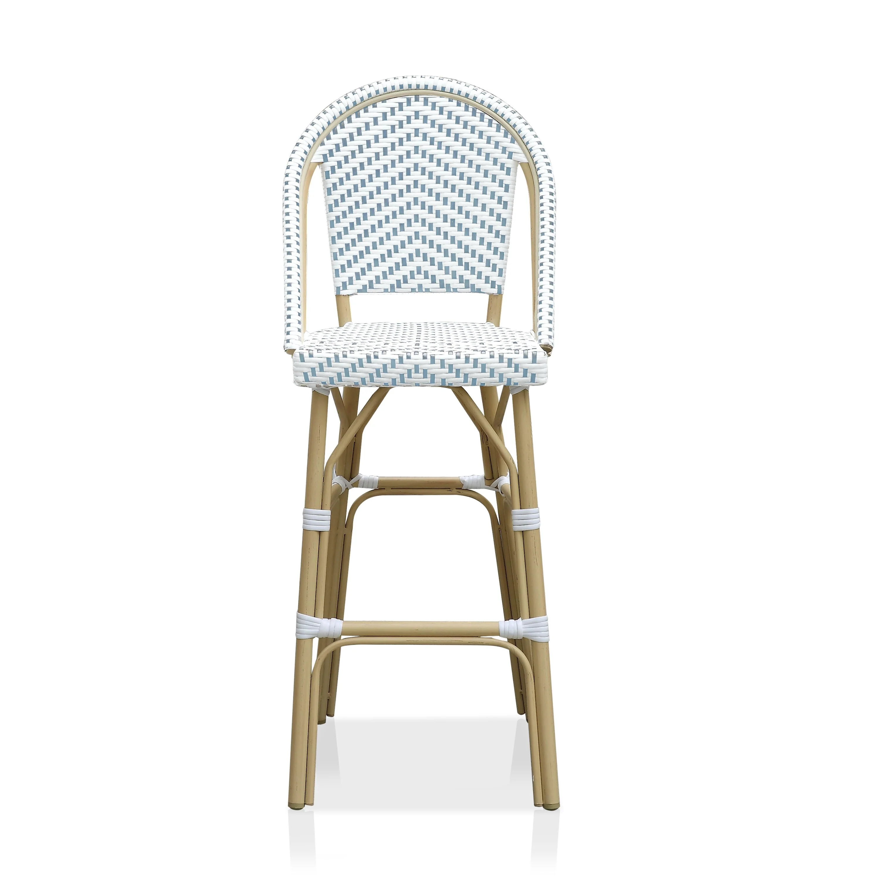 Suzen Outdoor Patio Bar Chair, 2 Chairs For Balcony (Blue+White) - Image 3