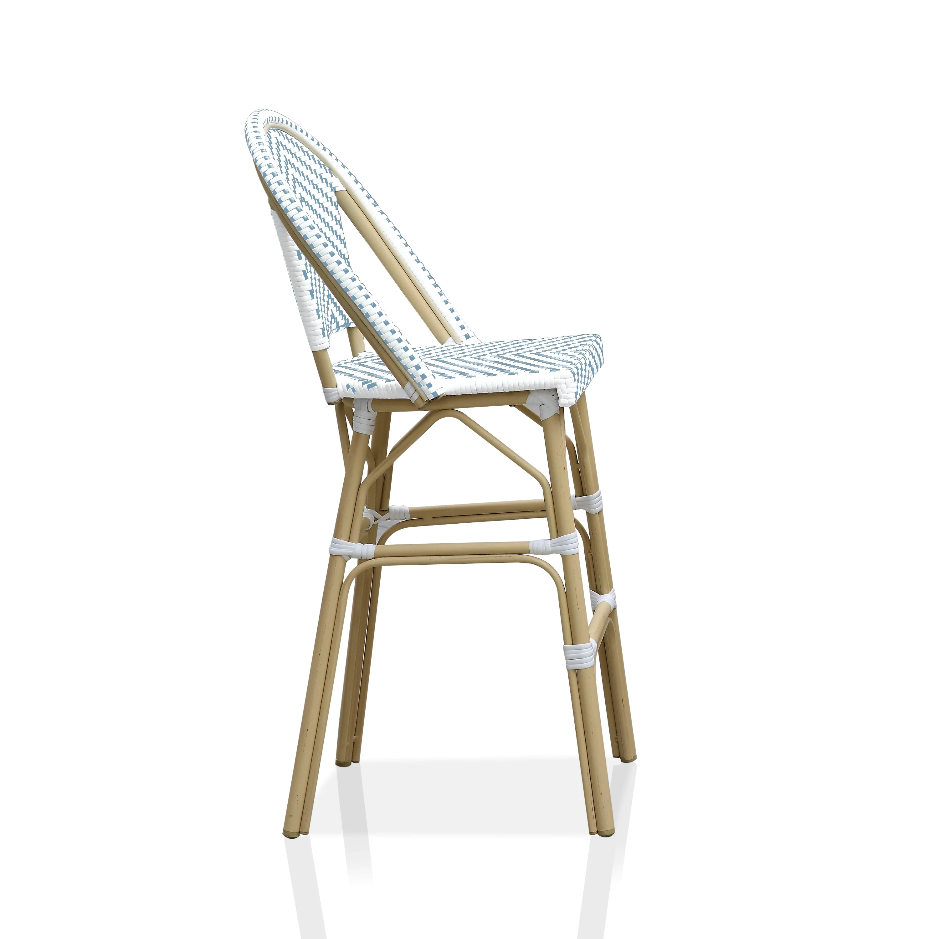 Suzen Outdoor Patio Bar Chair, 2 Chairs For Balcony (Blue+White) - Image 4