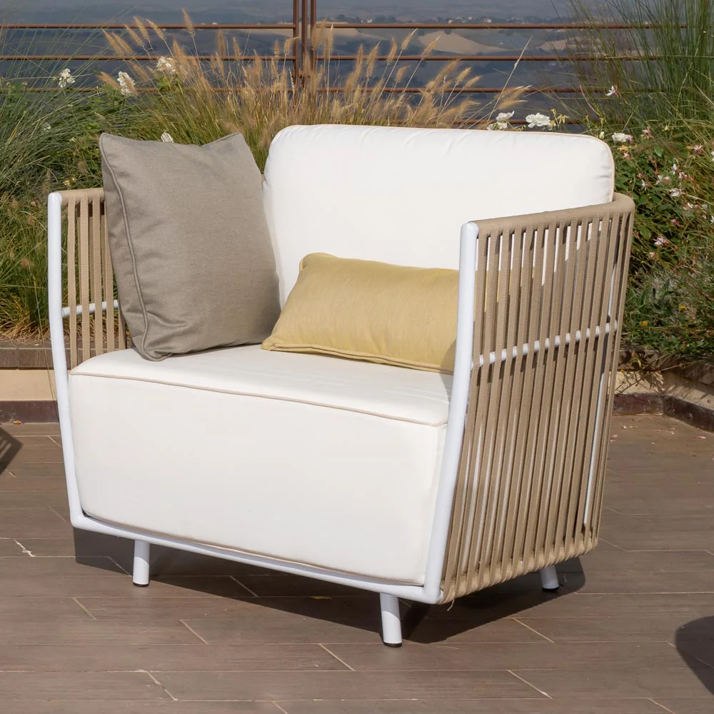 Swoop Outdoor Garden Balcony Sofa Set 2 Seater, 2 Single seater and 1 Table Set (Beige) - Image 5