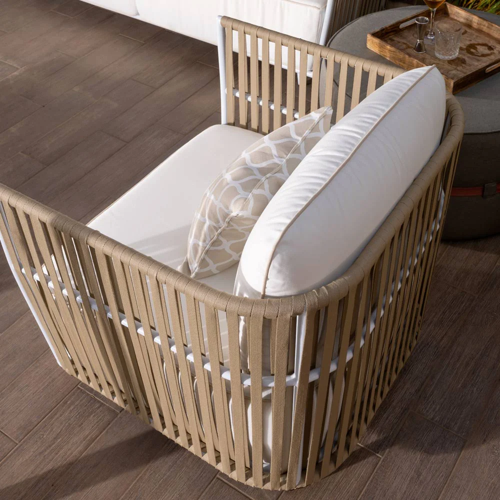 Swoop Outdoor Garden Balcony Sofa Set 2 Seater, 2 Single seater and 1 Table Set (Beige) - Image 7