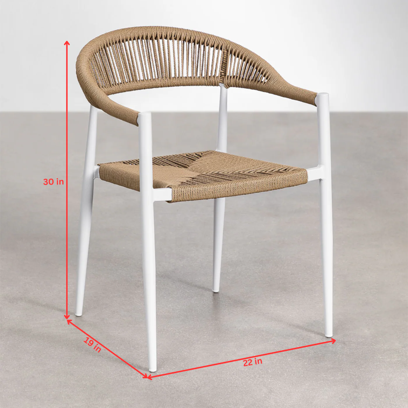 Trinidad Outdoor Patio Dining Seating Set 4 Chairs and 1 Table Set (White) Braided & Rope - Image 9