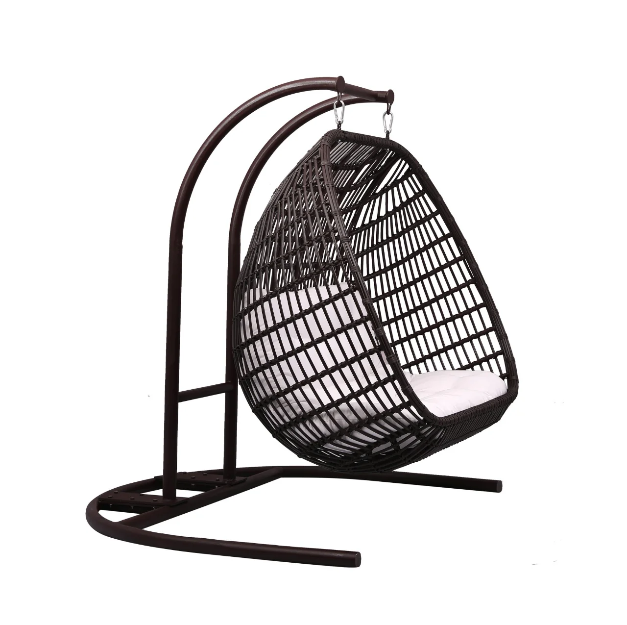 Urbano Double Seater Hanging Swing With Stand For Balcony, Garden Swing (Dark Brown) - Image 2