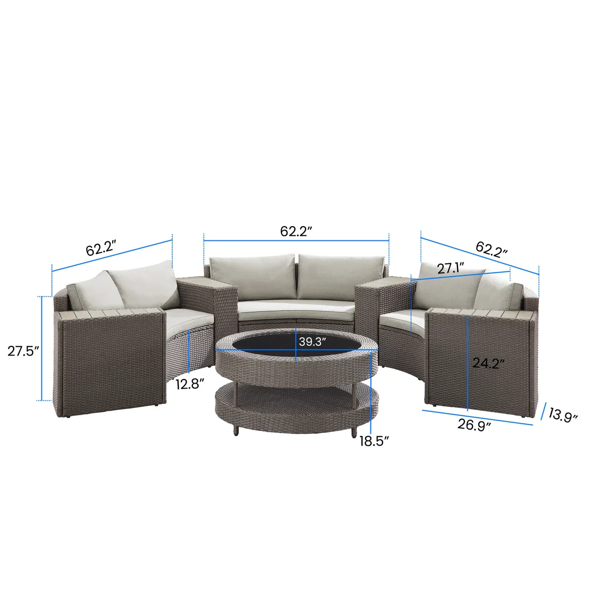 Vimi Outdoor Patio Sofa Set 6 seater and 1 Center Table - Image 3