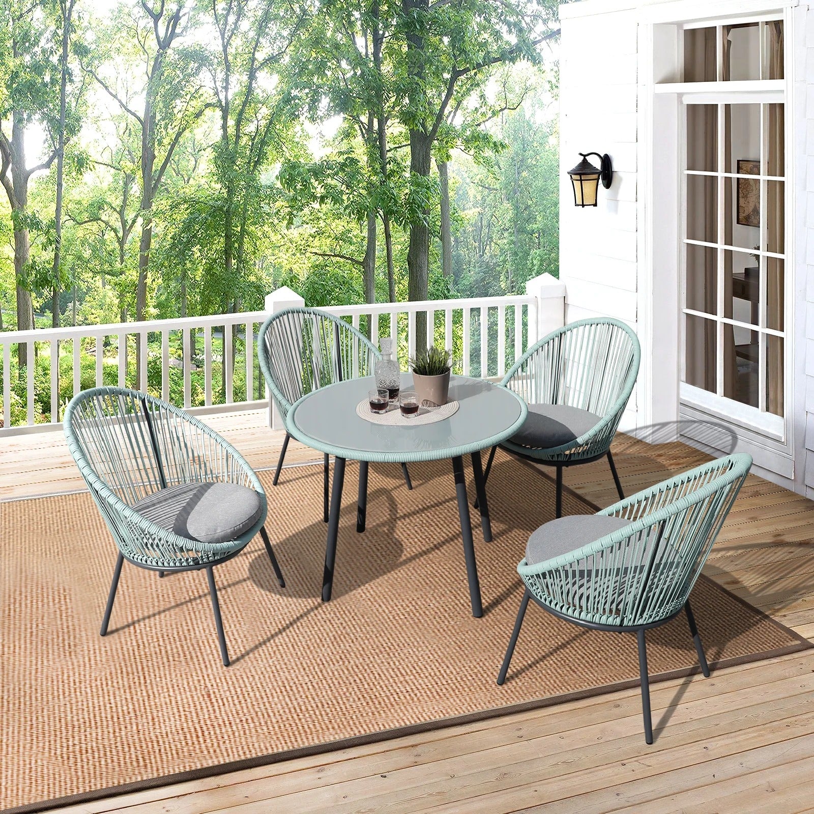 Votion Outdoor Patio Seating Set 4 Chairs and 1 Table Set - Image 9