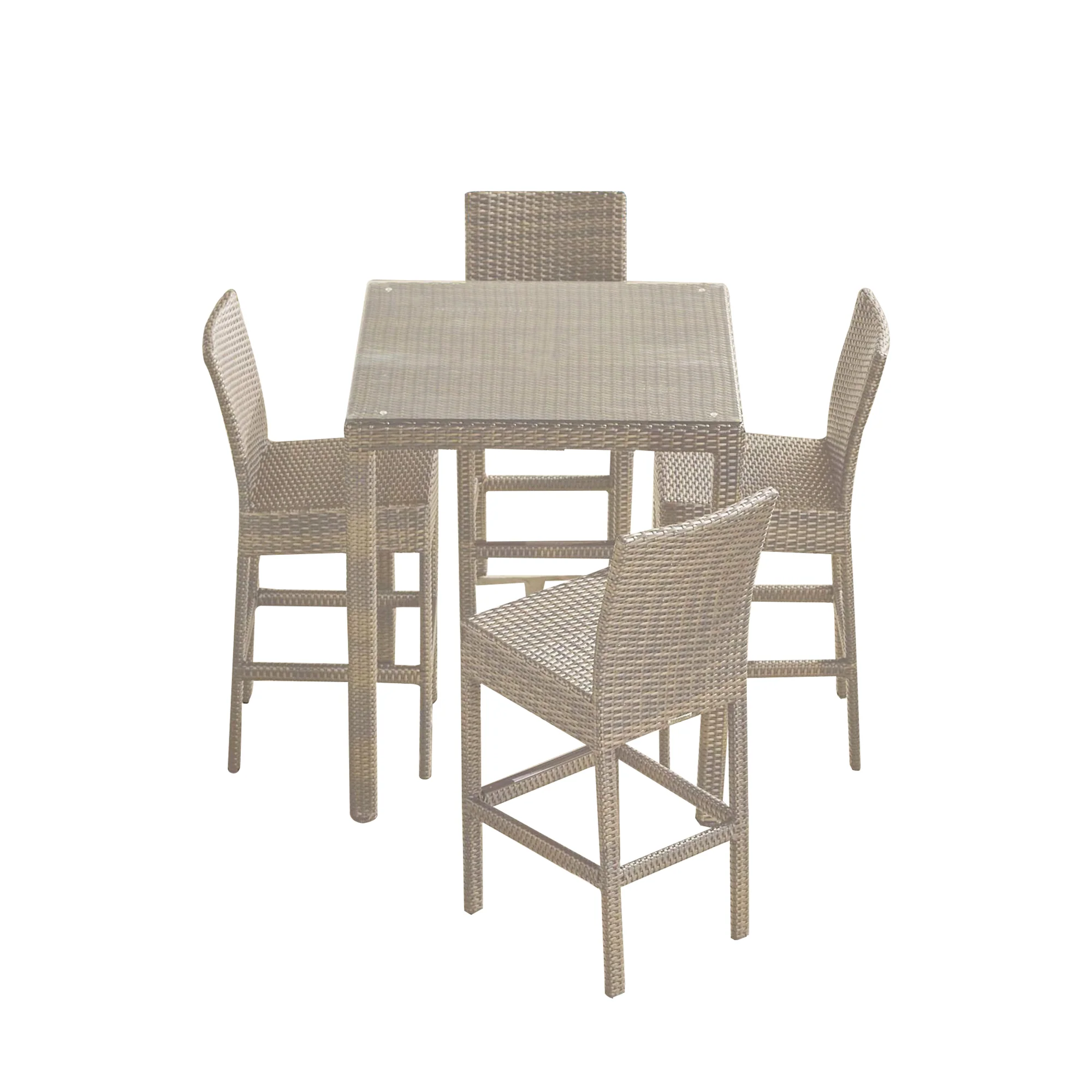Warin Outdoor Patio Bar Sets 4 Chairs And 1 Table For Balcony (Grey) - Image 4